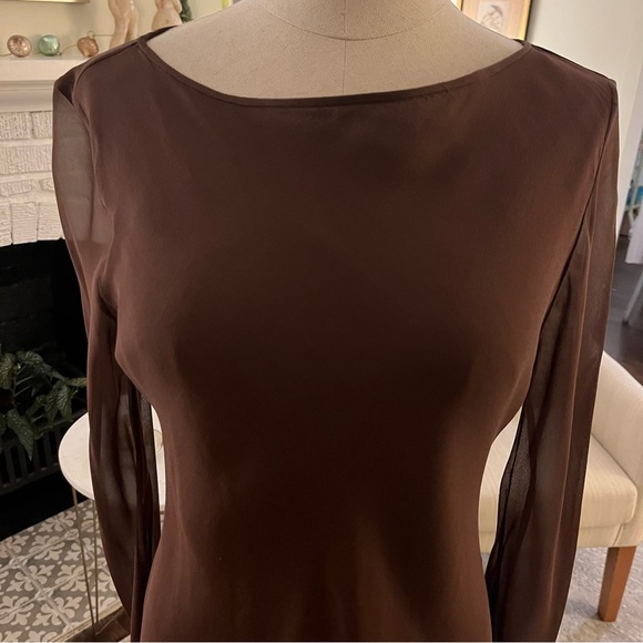 Melinda Eng vintage chocolate silk tunic. Small. - Picture 2 of 7